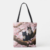 Cute Cats on the Cherry Blossom Tree Tote Bag (Achterkant)