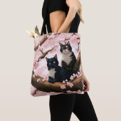 Cute Cats on the Cherry Blossom Tree Tote Bag (Dichtbij)