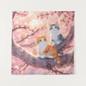 Cute Cats on the Cherry Blossom Tree Wandkleed (Voorkant)