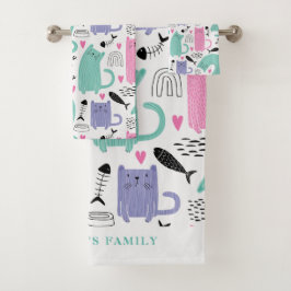 Cute Cats Pattern Bad Handdoek