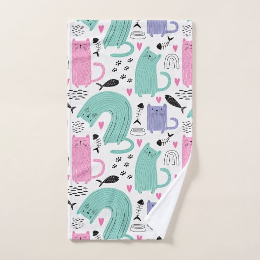 Cute Cats Pattern Bad Handdoek (Handdoek)