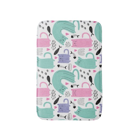 Cute Cats Pattern Badmat (Voorkant Verticaal)