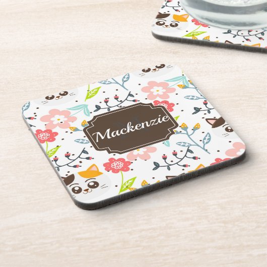 Cute Cats Pattern Bier Onderzetter (Linkerzijde)
