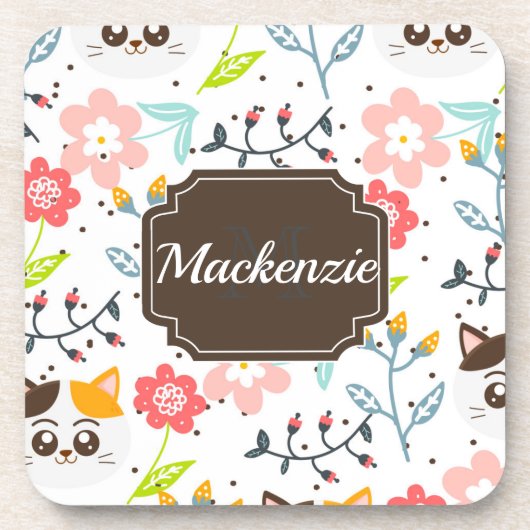 Cute Cats Pattern Bier Onderzetter (Voorkant)