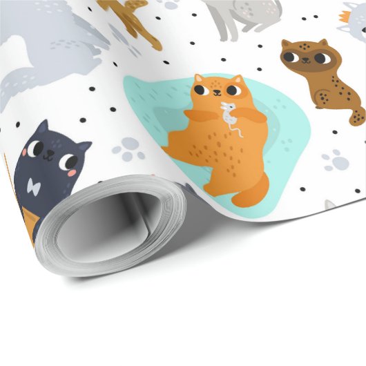Cute cats Pattern Birthday for Cats Cadeaupapier (Rol Hoek)