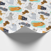 Cute cats Pattern Birthday for Cats Cadeaupapier (Hoek)