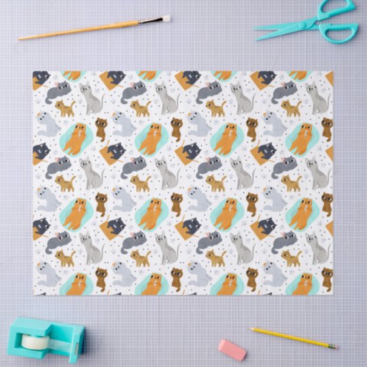 Cute cats Pattern Birthday for Cats Tissuepapier (Craft)