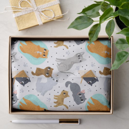 Cute cats Pattern Birthday for Cats Tissuepapier (Geschenk)