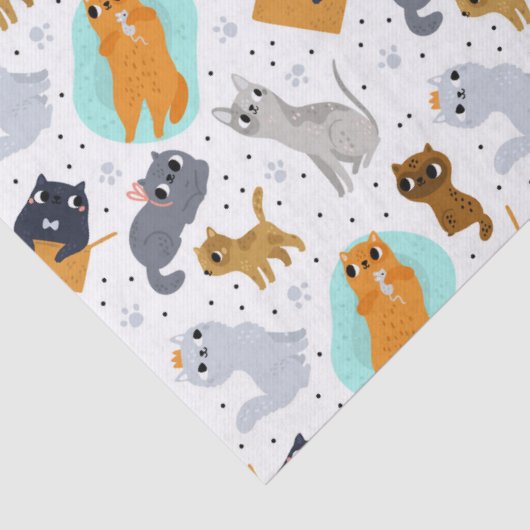 Cute cats Pattern Birthday for Cats Tissuepapier (Detail)