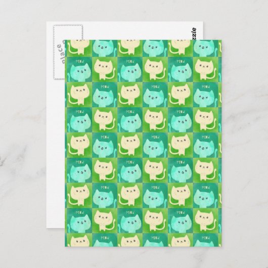 Cute Cats Pattern Briefkaart (Voorkant / Achterkant)
