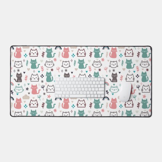 Cute Cats Pattern Bureaumat (Keyboard & Muis)