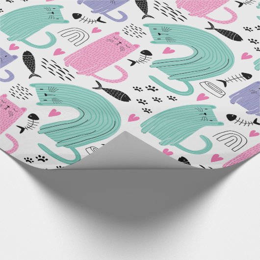 Cute Cats Pattern Cadeaupapier (Hoek)
