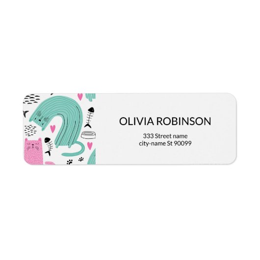 Cute Cats Pattern Etiket (Voorkant)