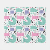 Cute Cats Pattern Fleece Deken (Voorkant (Horizontaal))
