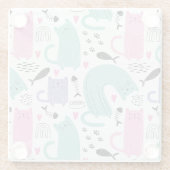 Cute Cats Pattern Glazen Onderzetter (Achterkant)