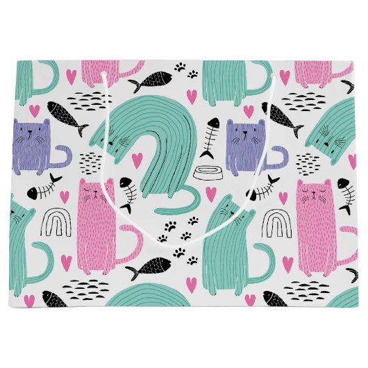 Cute Cats Pattern Groot Cadeauzakje (Voorkant)