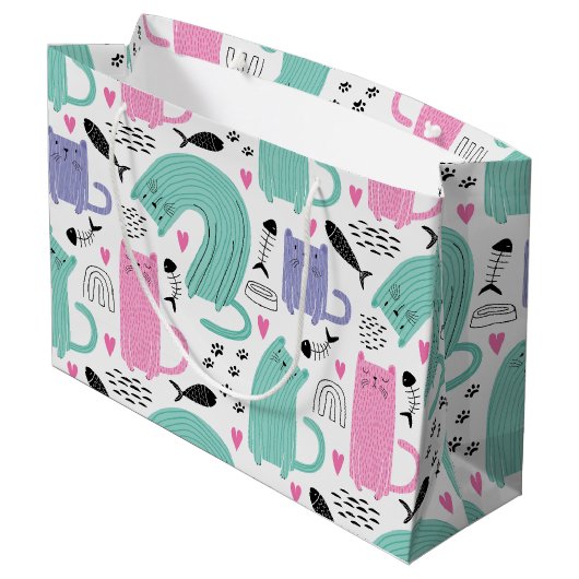 Cute Cats Pattern Groot Cadeauzakje (Achterkant Gekanteld)