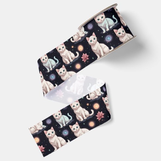 Cute Cats Pattern Grosgrain Lint (Achterkant)