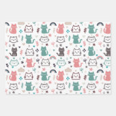Cute Cats Pattern Inpakpapier Vel (Voorkant)