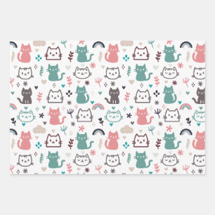 Cute Cats Pattern Inpakpapier Vel