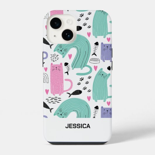 Cute Cats Pattern iPhone Hoesje (Achterkant)