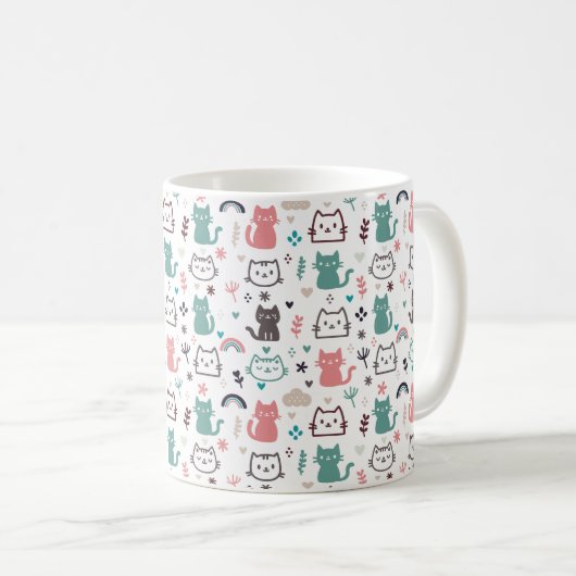 Cute Cats Pattern Koffiemok (Voorkant rechts)