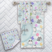Cute Cats Pattern Monogram Bad Handdoek