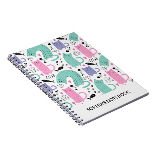 Cute Cats Pattern Notitieboek (Rechterzijde)