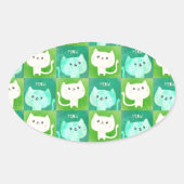 Cute Cats Pattern Ovale Sticker (Voorkant)