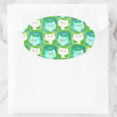 Cute Cats Pattern Ovale Sticker (Tas)