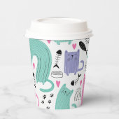 Cute Cats Pattern Papieren Bekers (Links)