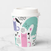Cute Cats Pattern Papieren Bekers (Achterkant)