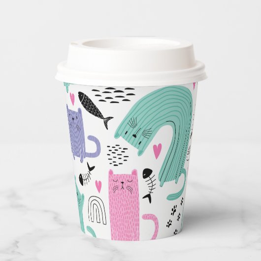 Cute Cats Pattern Papieren Bekers (Achterkant)