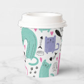 Cute Cats Pattern Papieren Bekers (Rechts)