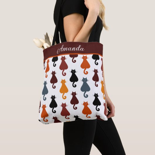 Cute Cats Pattern Personalized Tote Bag (Dichtbij)