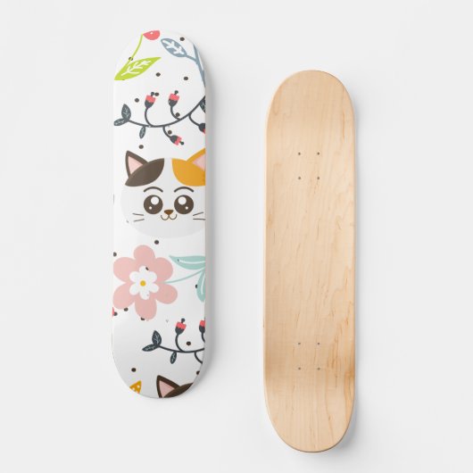 Cute Cats Pattern Persoonlijk Skateboard (Voorkant)