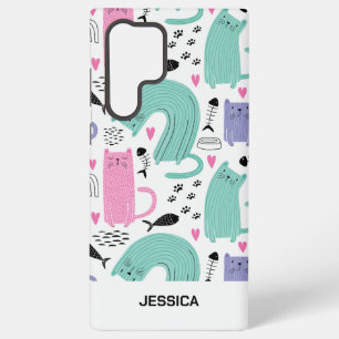 Cute Cats Pattern Samsung Galaxy Hoesje