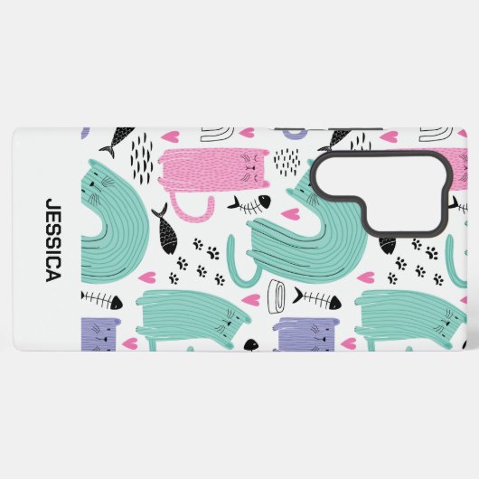 Cute Cats Pattern Samsung Galaxy Hoesje (Achterkant horizontaal)