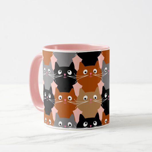 Cute Cats Pattern Schattige Feline Kittens Coffee Mok (Voorkant links)