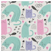 Cute Cats Pattern Stof (Close Up)