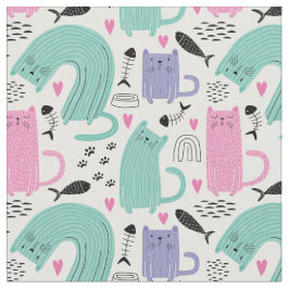 Cute Cats Pattern Stof