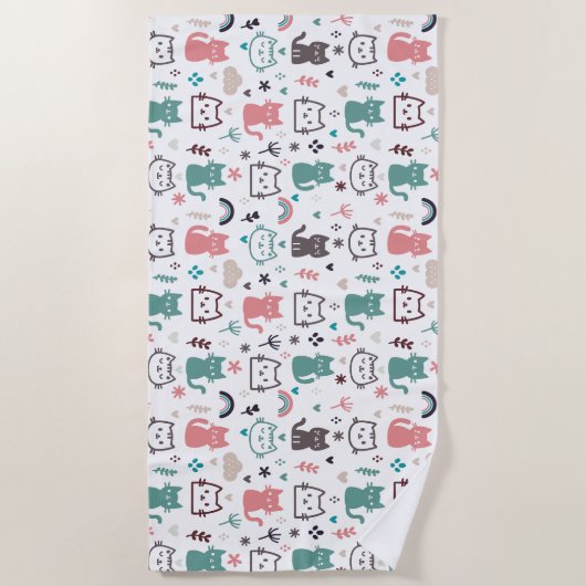 Cute Cats Pattern Strandlaken (Voorkant)