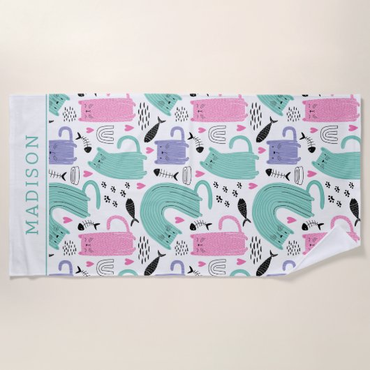 Cute Cats Pattern Strandlaken (Voorkant)