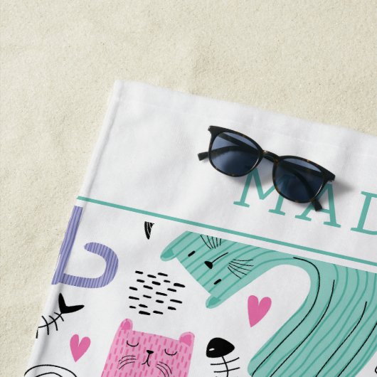 Cute Cats Pattern Strandlaken (In situ)