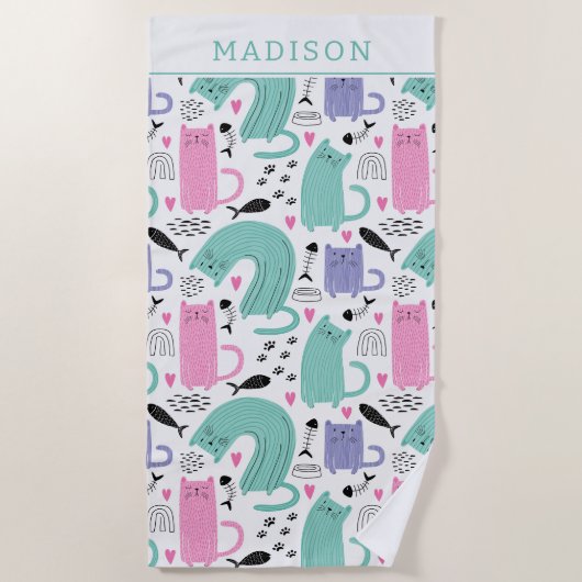 Cute Cats Pattern Strandlaken (Voorkant)