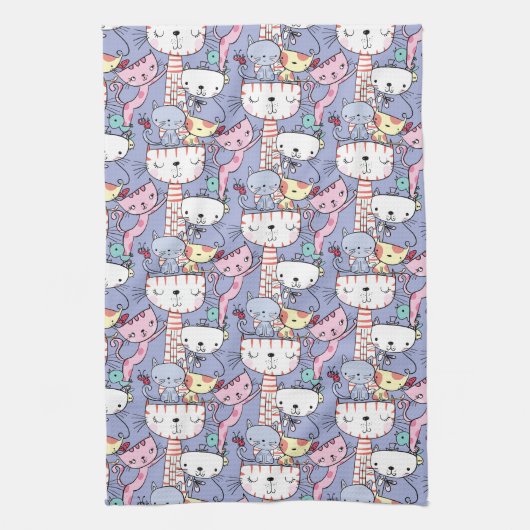 Cute Cats Pattern Theedoek (Verticaal)