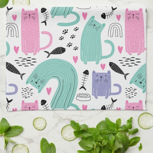 Cute Cats Pattern Theedoek (Gevouwen)