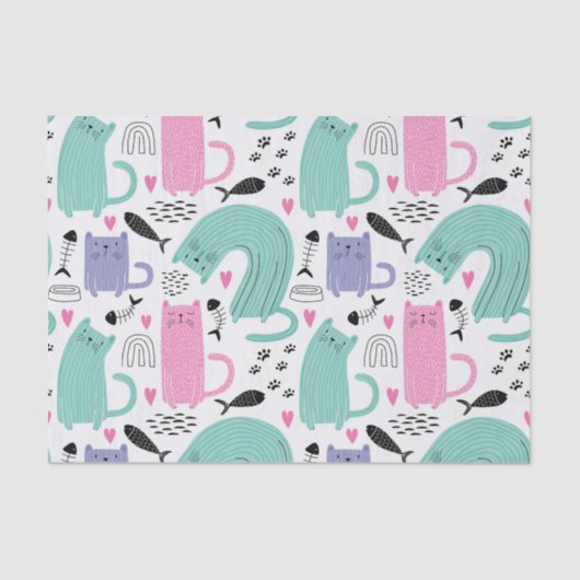 Cute Cats Pattern Tissuepapier (Voorkant)