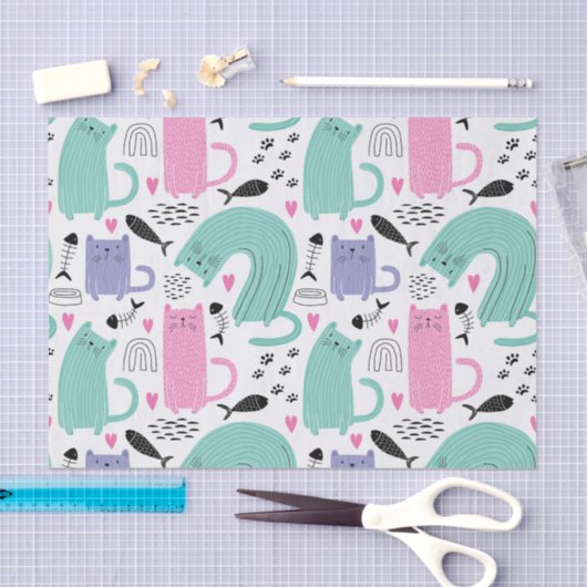 Cute Cats Pattern Tissuepapier (Craft)