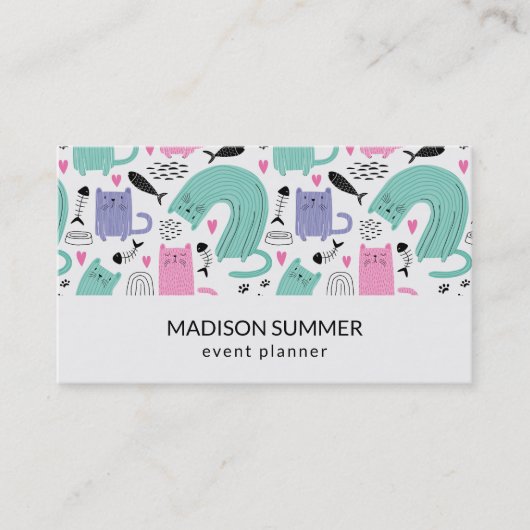 Cute Cats Pattern Visitekaartje (Voorkant)